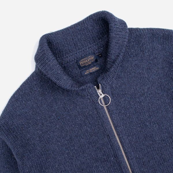CHUNKY LAMBSWOOL ZIP CARDGIAN - NAVY