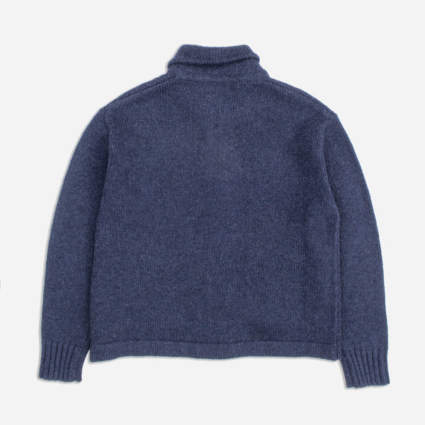CHUNKY LAMBSWOOL ZIP CARDGIAN - NAVY