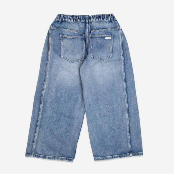 SIDE PANEL DENIM BALLOON PANTS - WASHED BLUE