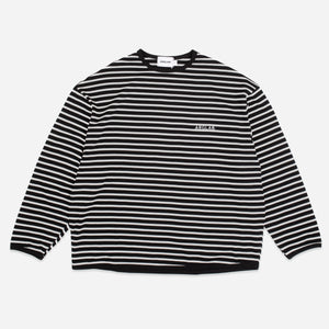 Anglan - STRIPED LONG SLEEVE TEE - BLACK -  - Main Front View