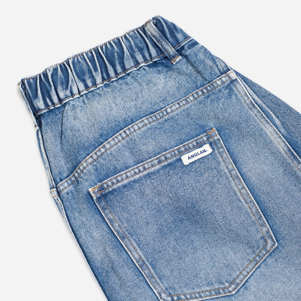 SIDE PANEL DENIM BALLOON PANTS - WASHED BLUE