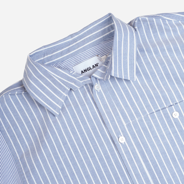 UNBALANCE PATCH BIG SHIRT - STRIPED