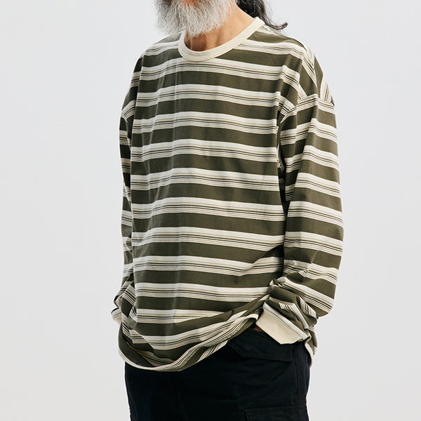 BLOCK STRIPE L/S T-SHIRT - DARK GREEN
