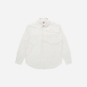 Knickerbocker - Knickerbocker ''Beefy'' Cotton Oxford Shirt - Bone & Olive Stripe -  - Main Front View