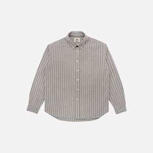Knickerbocker - Knickerbocker ''Beefy'' Cotton Oxford Shirt - Mocha & Bone Stripe -  - Main Front View