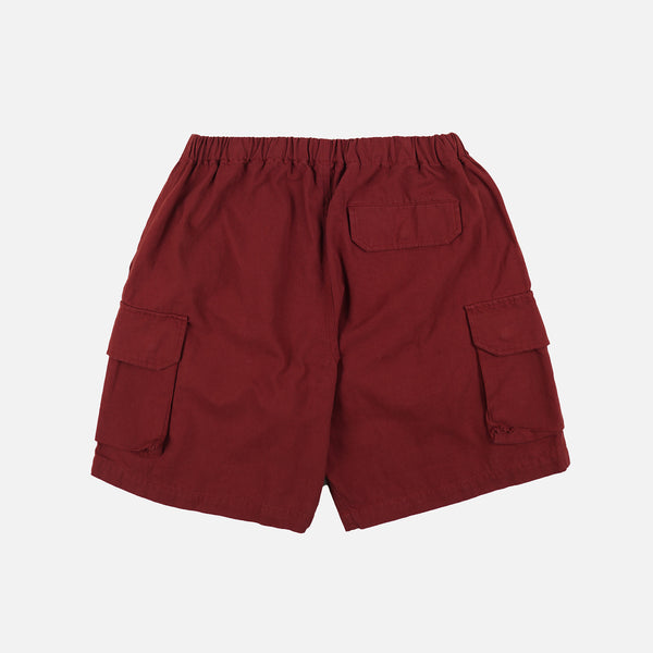 CANVAS MULTI POCKET SHORTS - BURGUNDY RED