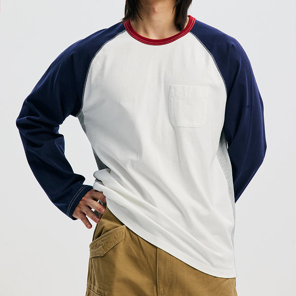 COLOUR BLOCK RAGLAN T-SHIRT - WHITE