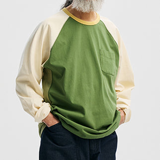 COLOUR BLOCK RAGLAN T-SHIRT - OLIVE