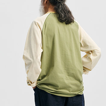 COLOUR BLOCK RAGLAN T-SHIRT - OLIVE