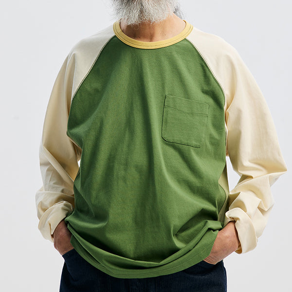 COLOUR BLOCK RAGLAN T-SHIRT - OLIVE