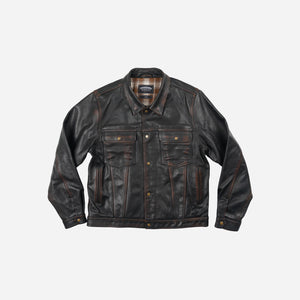 Frizmworks - Frizmworks Cowhide Storm Trucker Jacket - Washed Brown -  - Main Front View