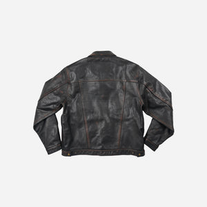 Frizmworks - Frizmworks Cowhide Storm Trucker Jacket - Washed Brown -  - Alternative View 1
