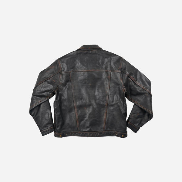 Frizmworks Cowhide Storm Trucker Jacket - Washed Brown