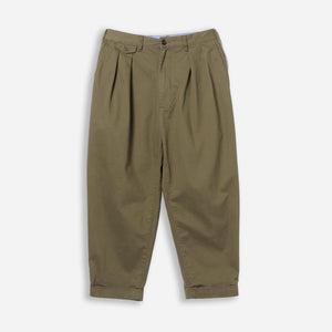 Beams+ - DOUBLE PLEATED TAPERED CHINO PANT - OLIVE -  - Main Front View