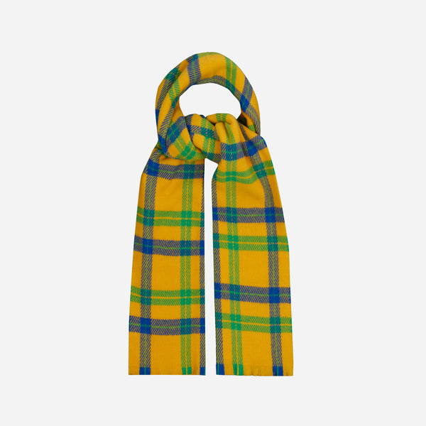 CHECKED WOOLLEN SCARF - APRICOT/GREEN