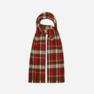 Drakes - CHECKED WOOLLEN SCARF - RED/BROWN -  - Main Front View