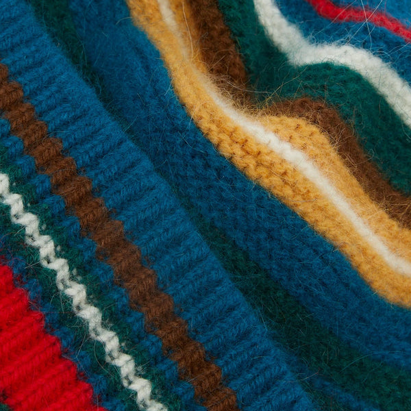 PURL STITCH BEANIE - GREEN/BLUE MULTI