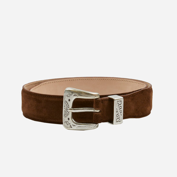 SUEDE WESTERN BELT - BROWN