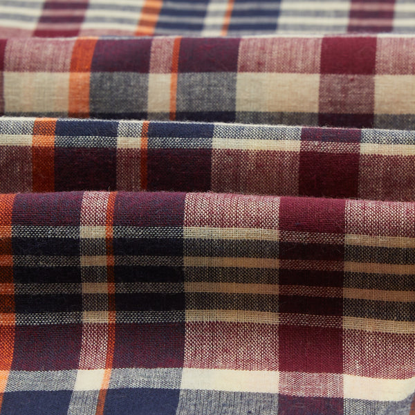 WAXED MADRAS TENNIS JACKET - NAVY/RUST-ECRU
