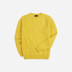 Drakes - Drake's Shetland Crew Neck Jumper - Sunshine Yellow -  - Main Front View