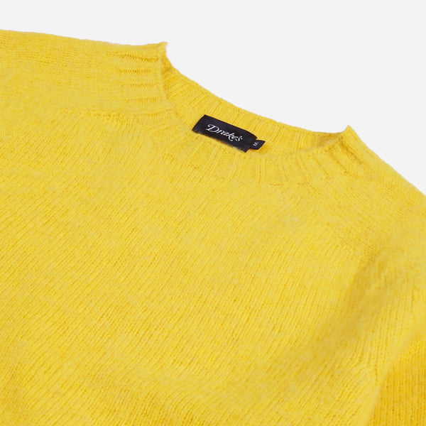 Drake's Shetland Crew Neck Jumper - Sunshine Yellow