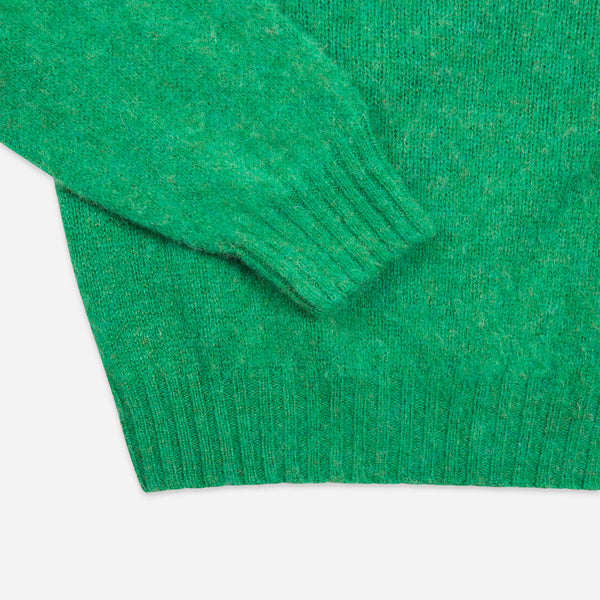 BRUSHED SHETLAND CREW KNIT SWEATER - EVERGREEN