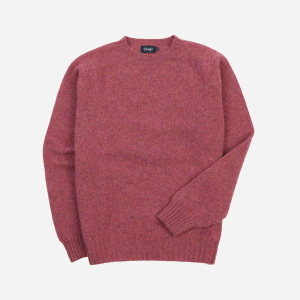 BRUSHED SHETLAND CREW KNIT SWEATER - ZINNIA PINK