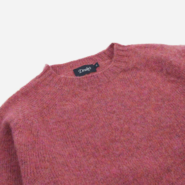 BRUSHED SHETLAND CREW KNIT SWEATER - ZINNIA PINK