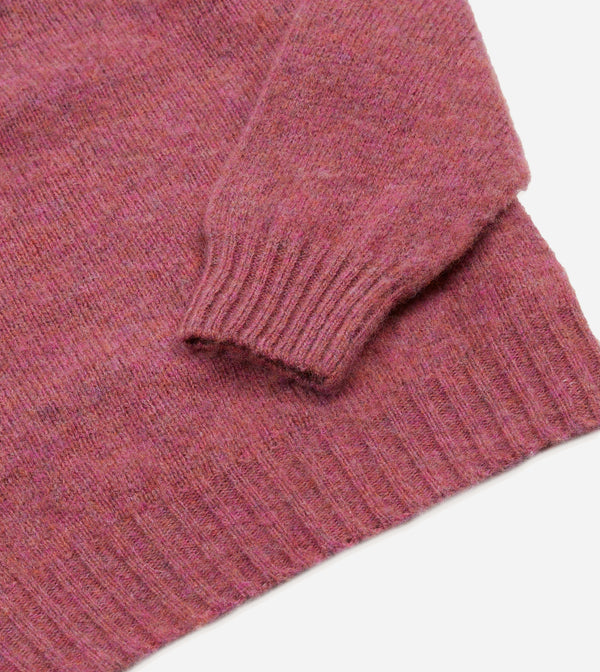 BRUSHED SHETLAND CREW KNIT SWEATER - ZINNIA PINK