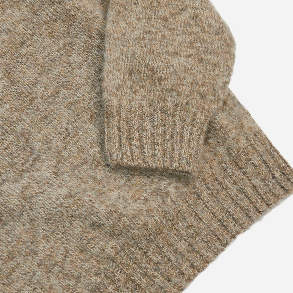 BRUSHED SHETLAND CREW SWEATER - PEBBLE GREY