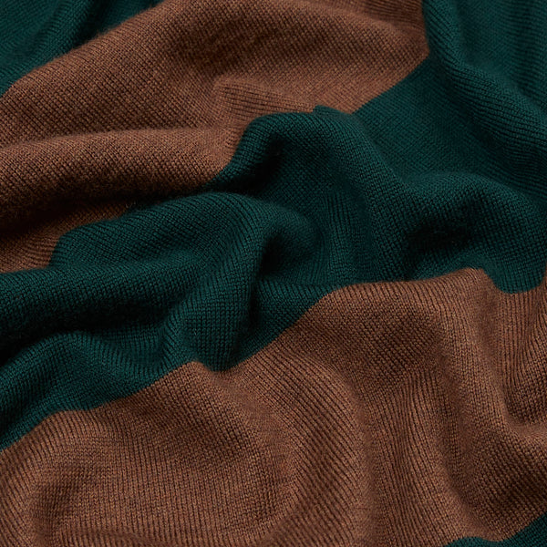 Drake's Block Stripe Knitted Rugby - Green & Brown