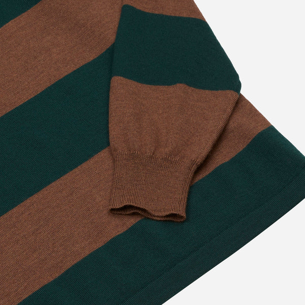 Drake's Block Stripe Knitted Rugby - Green & Brown