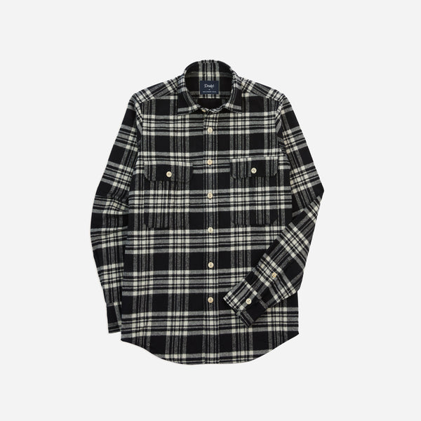 HEAVY COTTON CHECK SHIRT - NAVY/ECRU