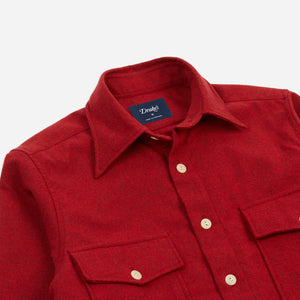 Drakes - WOOL WORK SHIRT - ROSSO RED -  - Alternative View 1