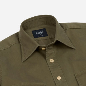 Drakes - MK II LP WORK SHIRT - MILITARY GREEN -  - Alternative View 1