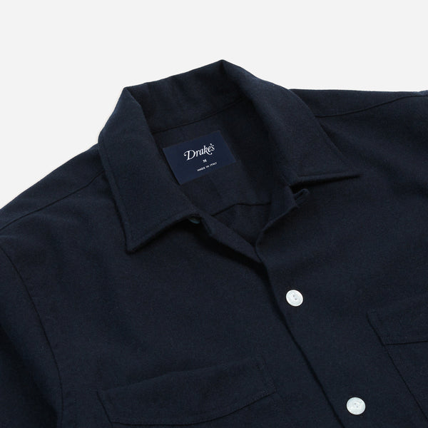 WOOL FOUR POCKET CAMP WORK SHIRT - NAVY