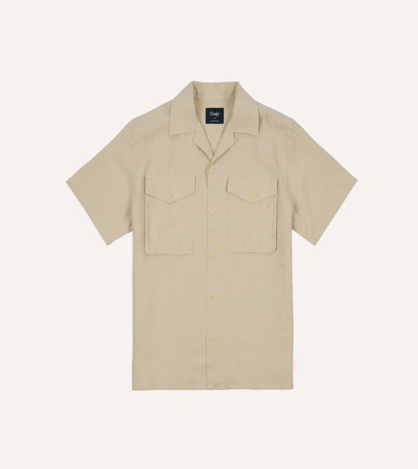 MILITARY LINEN CAMP SHIRT - ECRU
