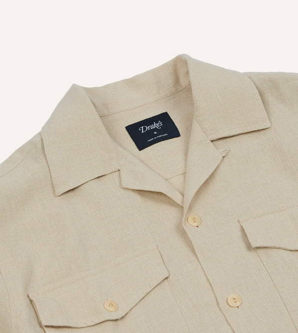 MILITARY LINEN CAMP SHIRT - ECRU