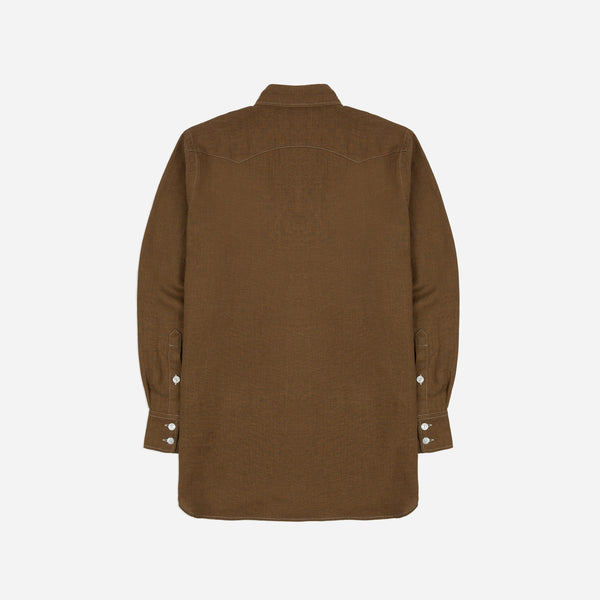 LINEN WESTERN SHIRT - BROWN