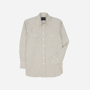 Drakes - STRIPED WESTERN SHIRT - WHITE/SAND-NAVY -  - Main Front View