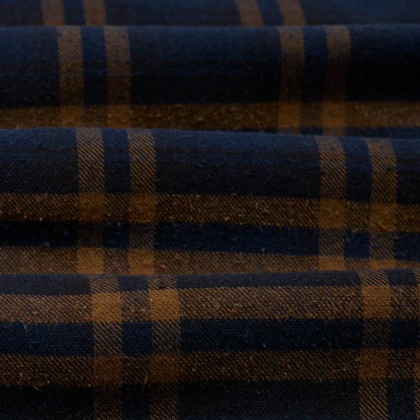 Drake's LP Two-Pocket Check Shirt - Navy & Tobacco