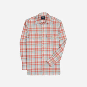 Drakes - Drake's LP Two-Pocket Check Shirt - Pink & Blue -  - Main Front View
