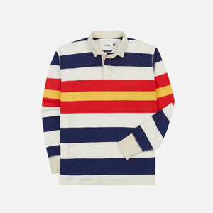 Drakes - STRIPED RUGBY SHIRT - WHITE/NAVY-RED -  - Main Front View