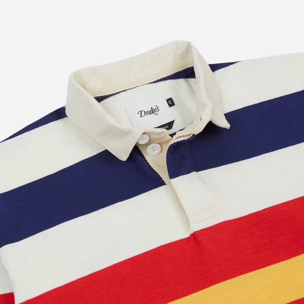 STRIPED RUGBY SHIRT - WHITE/NAVY-RED