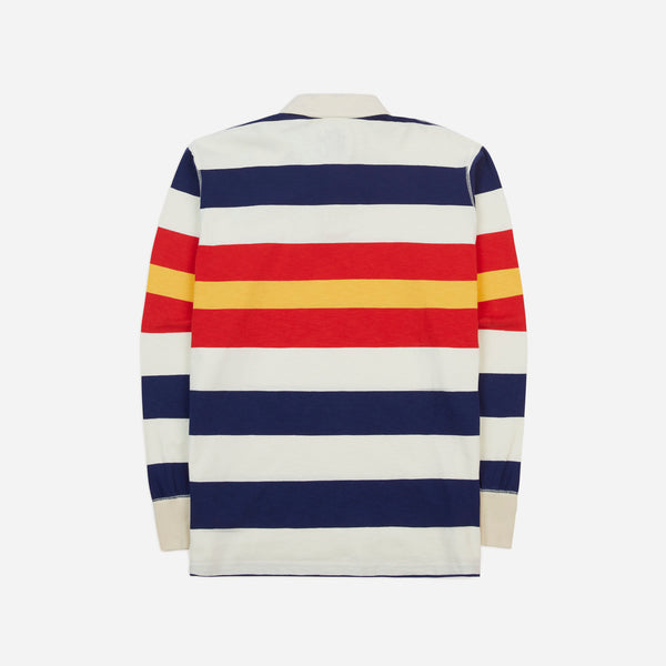 STRIPED RUGBY SHIRT - WHITE/NAVY-RED