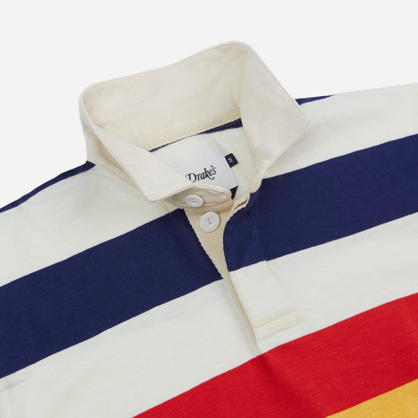 STRIPED RUGBY SHIRT - WHITE/NAVY-RED