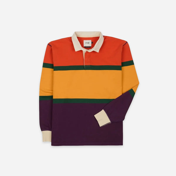 Drake's Block Stripe Knitted Rugby - Red, Yellow & Purple
