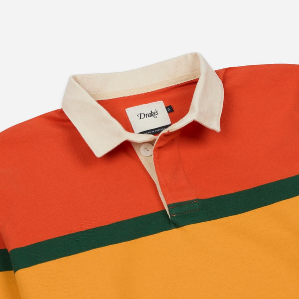 Drake's Block Stripe Knitted Rugby - Red, Yellow & Purple