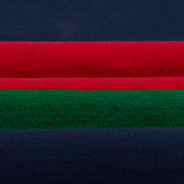 Drake's Middle Stripe Rugby - Navy, Red & Green