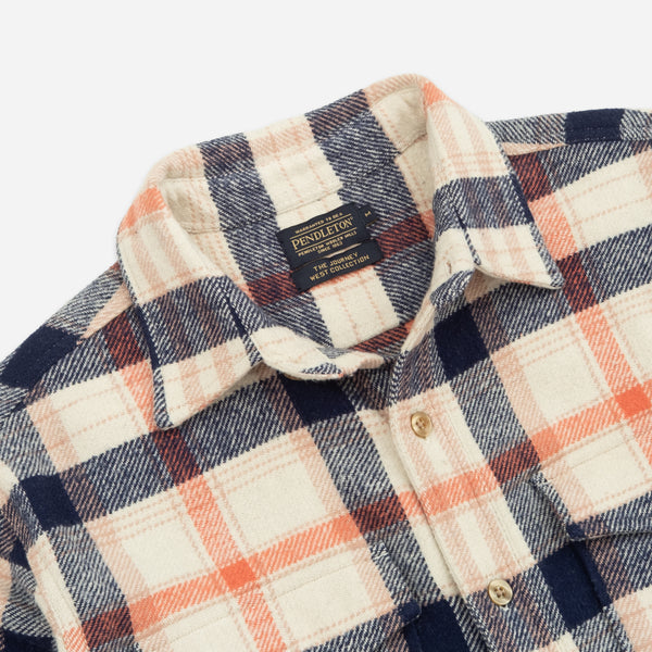 BIG POCKET FLANNEL SHIRT - SILVER LINING/ORANGE-BLUE